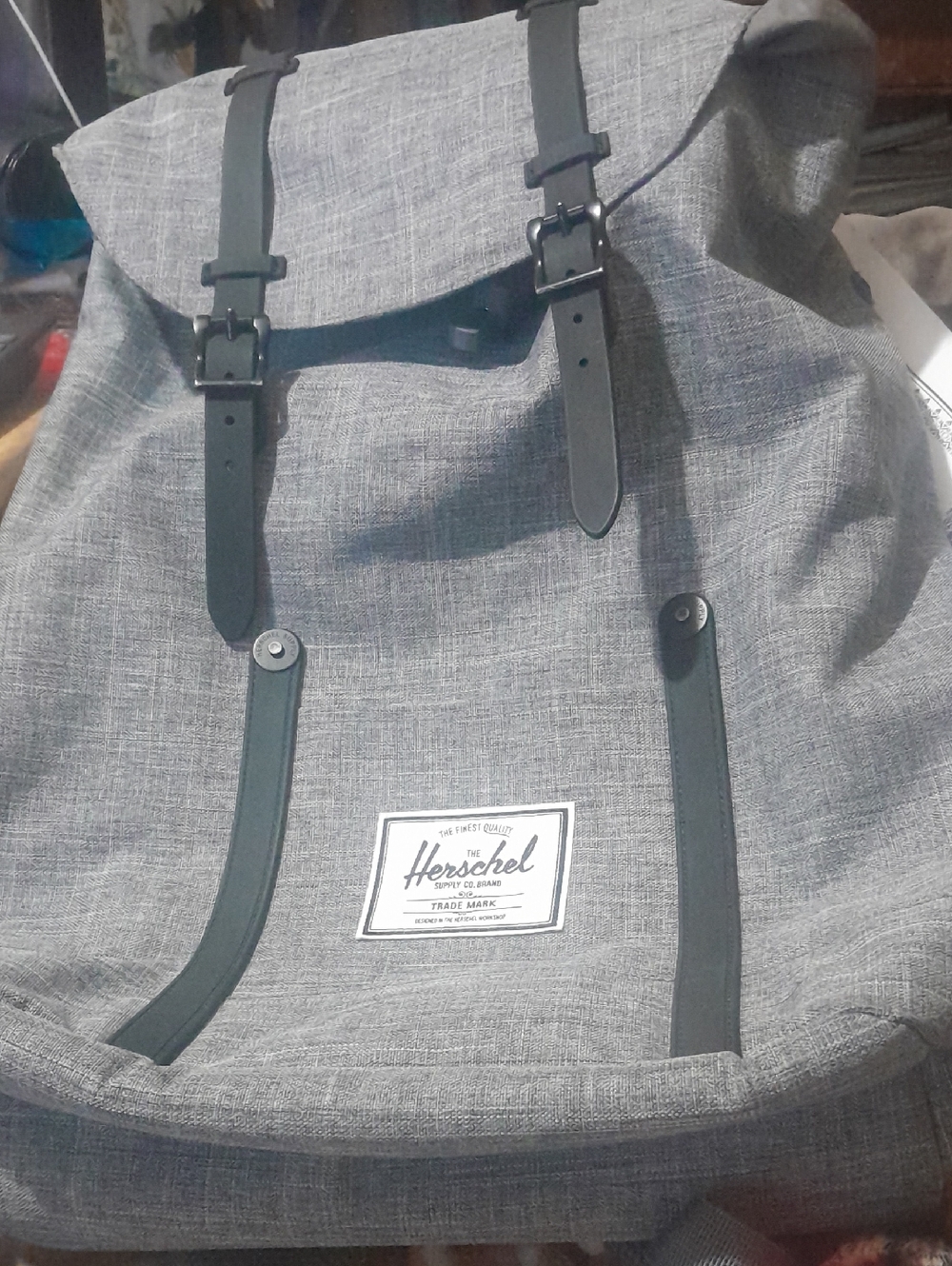 Herschel Supply Company Grey Roll-Top Backpack with Black Strap Accents